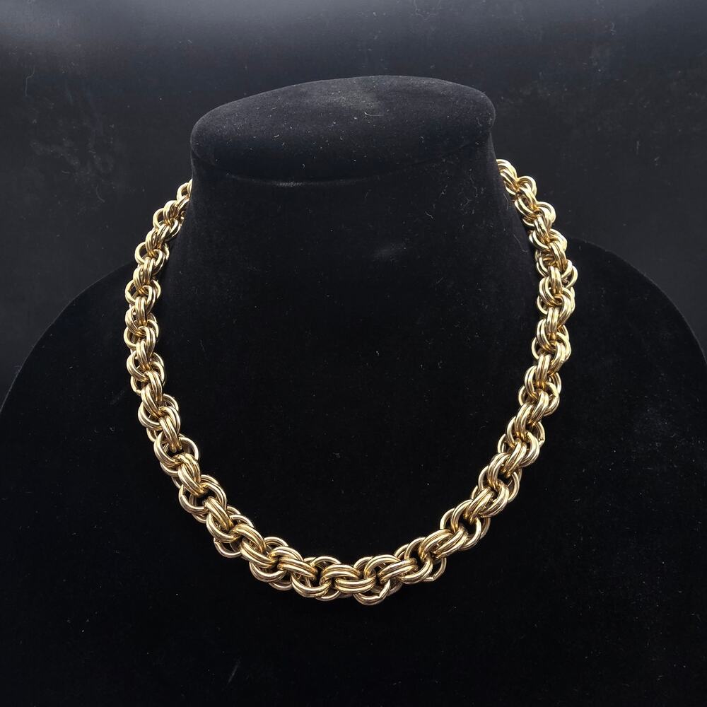 Avon Gold Tone Chain Necklace Chunky Statement Vintage Jewelry - Picture 7 of 8